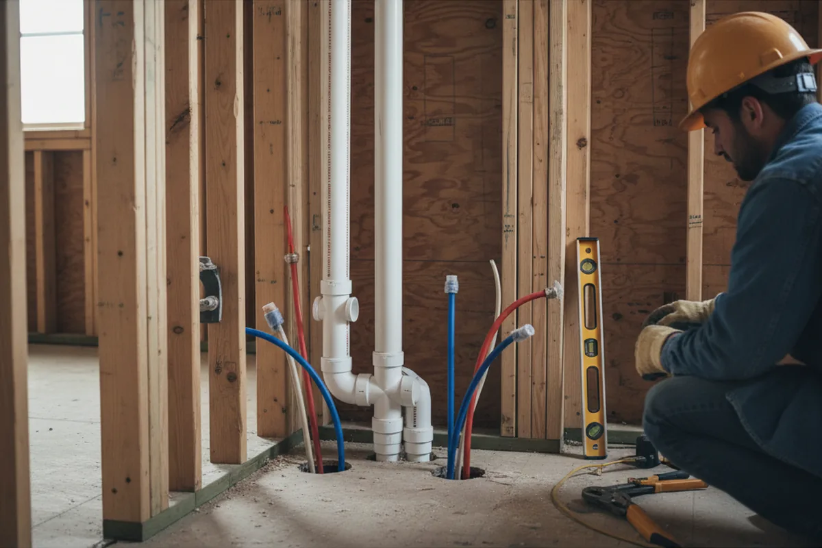 Drain and supply rough-in during Leak Detection in New Middletown